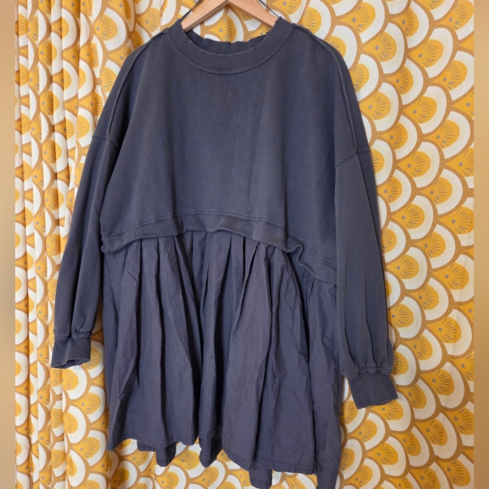 Free People Gray Eleanor Tunic Sweatshirt